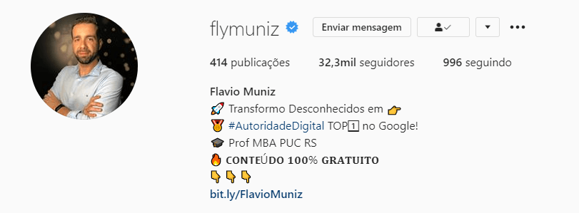 Como ter conta verificada no Instagram - Perfil Flávio Muniz
