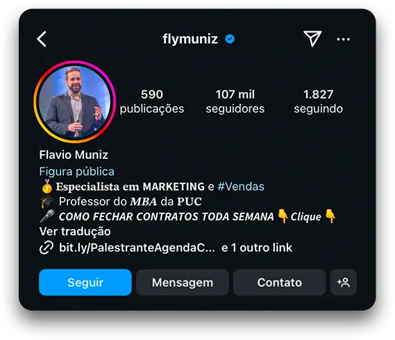 flymuniz - Palestrante de vendas instagram